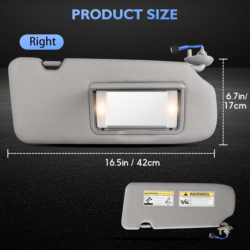 ItranMc Sun Visor Passenger Side for Honda CRV 2017-2022, Right Side Sunvisor with Light Mirror, Gray, Replacement#83230TLAA12ZB - Image 5